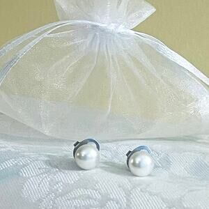 Earrings Honora Stud Pear Cultured White Happy Backs Nickel Free Freshwater